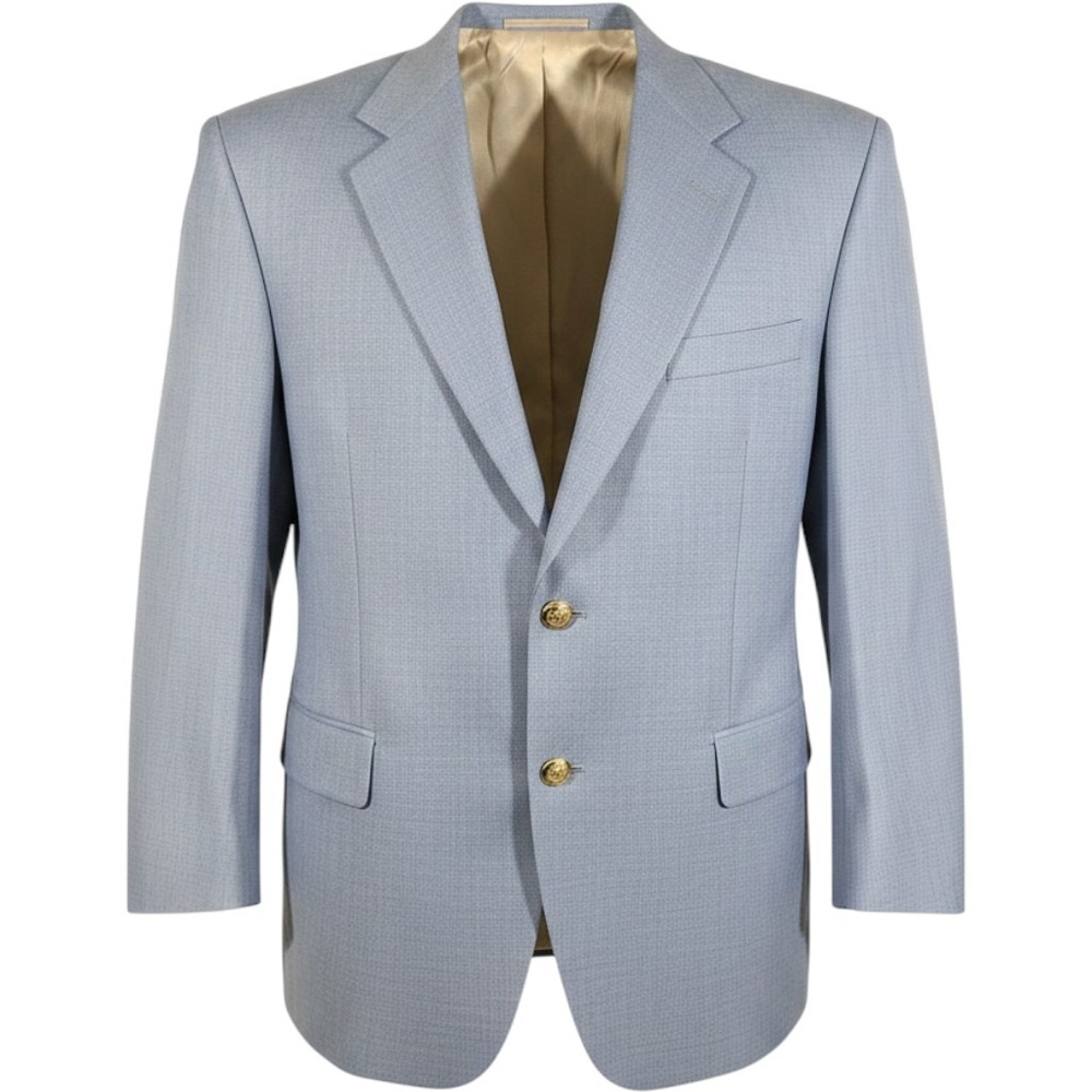 John Alexander Hartmarx Blazer Mens 44 Light Blue Gold Button Sport Coat USA